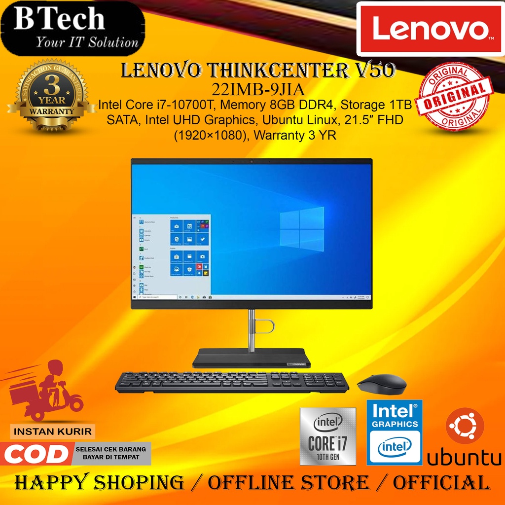 Lenovo Thinkcenter V50 22IMB 9JIA Core i7-10700T 8GB 1TB SATA DOS 3YR