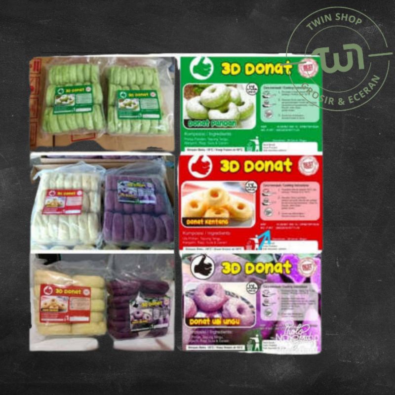 3D DONAT / KENTANG / UBI / SUSU / PANDAN