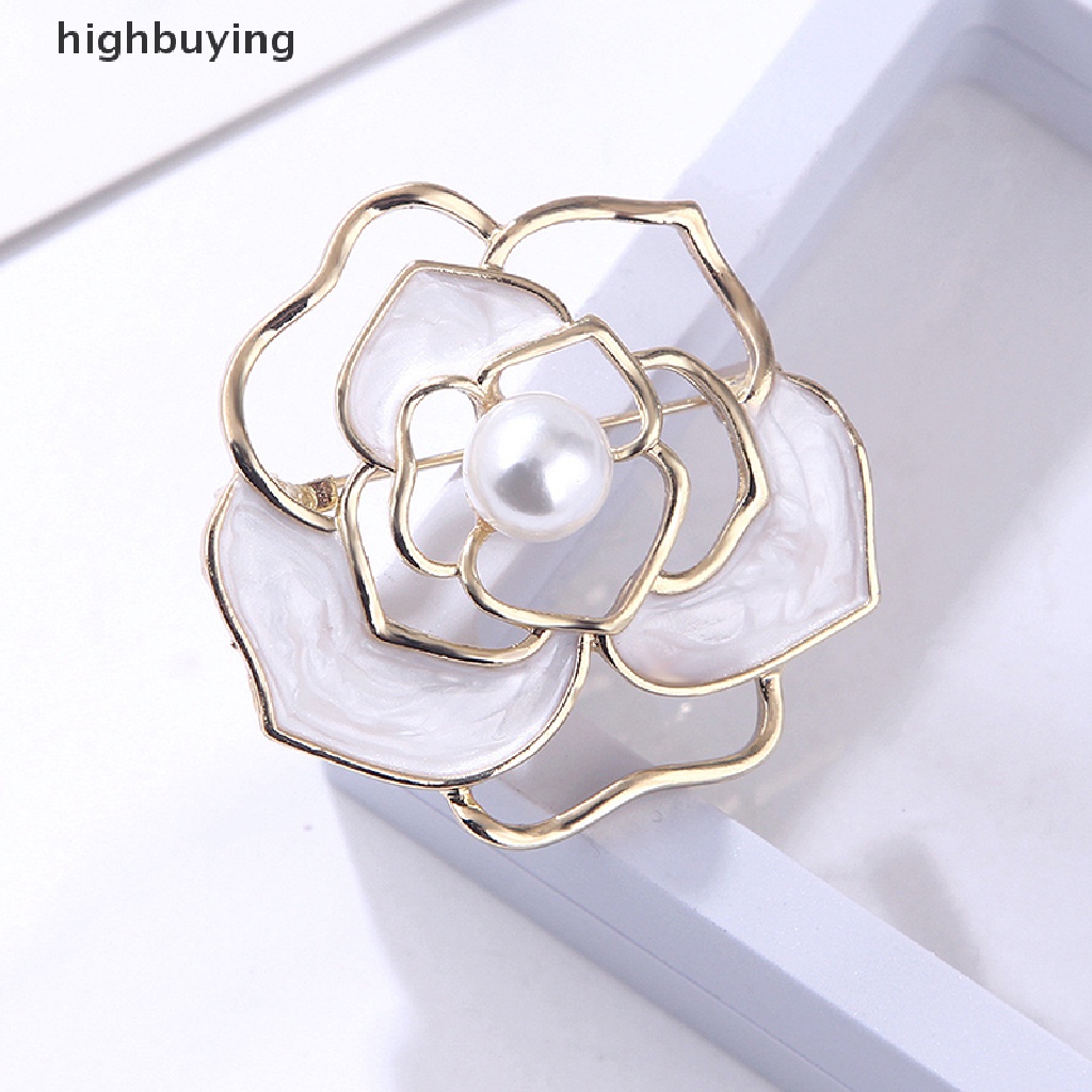 Hbid Bros Bunga Camellia hollow Aksen Mutiara Untuk Wanita