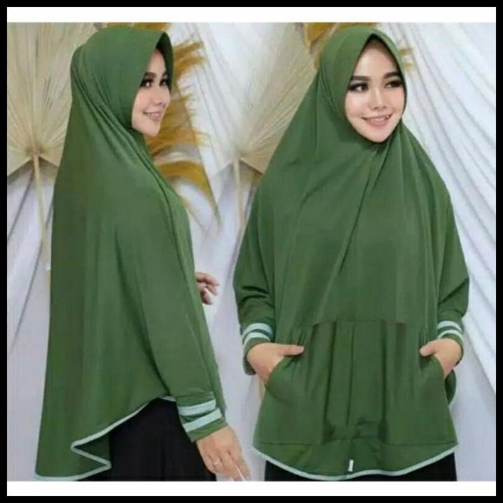 Hijab Lengan Panjang Kombinasi Saku-Jilbab Instan Jumbo