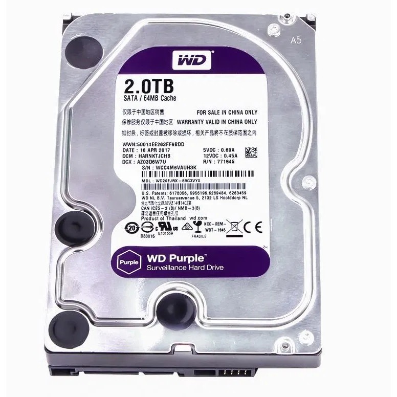 HDD WD 3.5 2TB PURPLE RESMI ORIGINAL HARDISK DRIVE