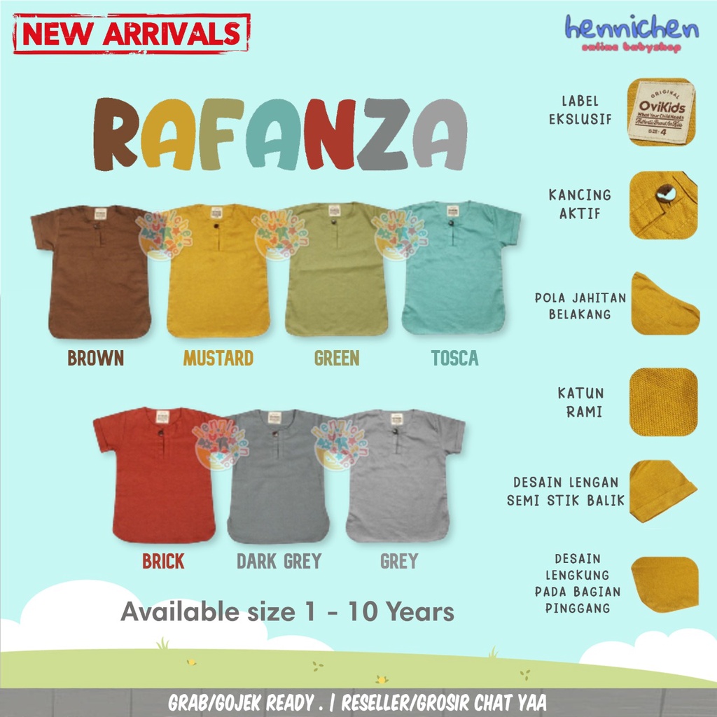 Kemeja Koko Anak Laki-Laki Rami-Atasan Rafanza Baju Anak Fashion Laki Laki Polos OVIKIDS