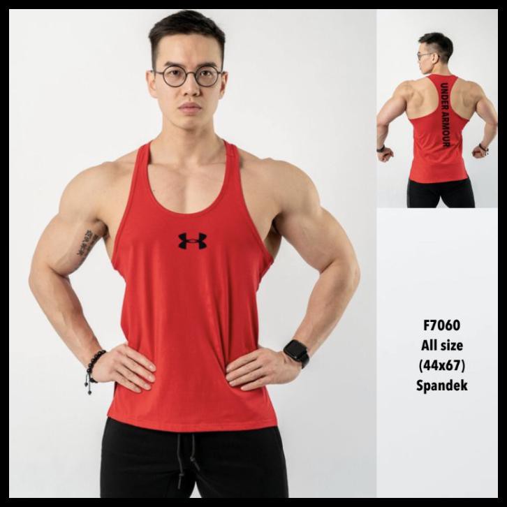 PROMO LFS Kaos Singlet Pria Gym Fitness Olahraga Spandek Under Armour