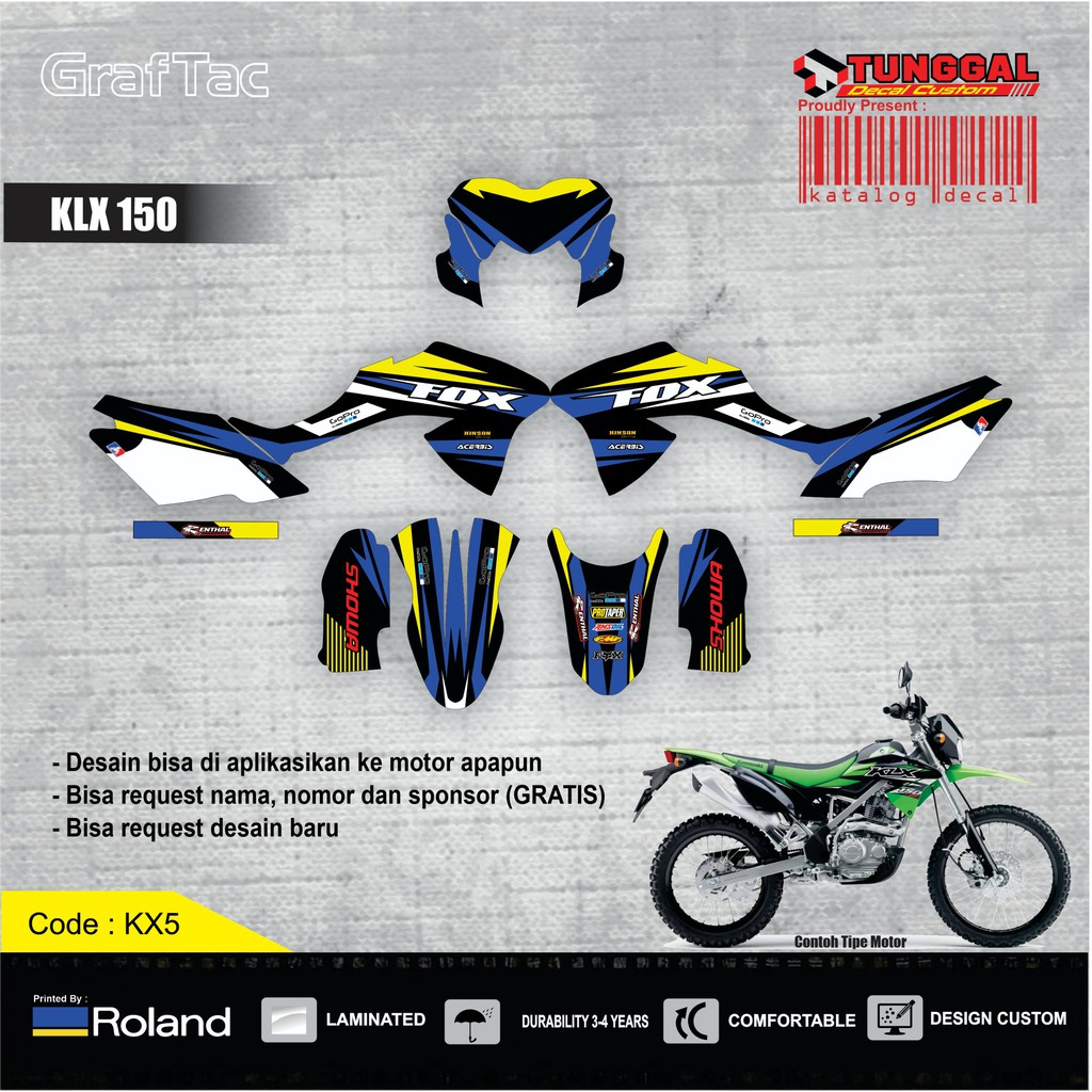 STIKER Decal KLX 150 BF SUPERMOTO - biru putih