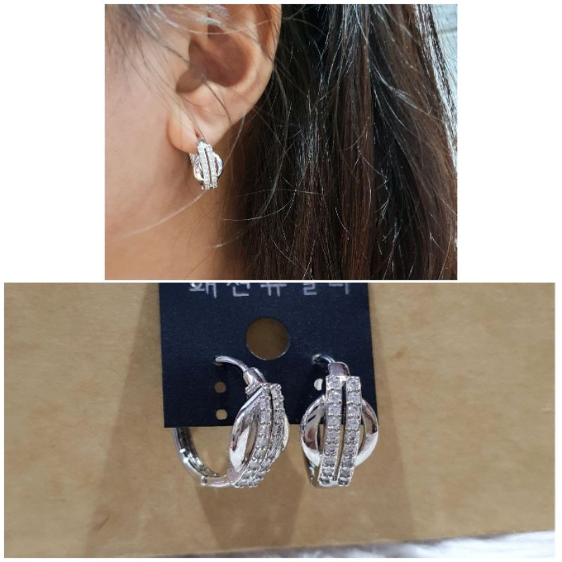 Anting Premium Lapis Silver925 perak Mata kilau Mata kilau Premium Quality 9928