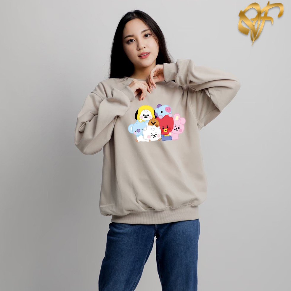 Sweater BT21 Family BTS Aesthetic Pria &amp; Wanita | Sweater Korea Style Fleece Cotton | Dhea Fashion