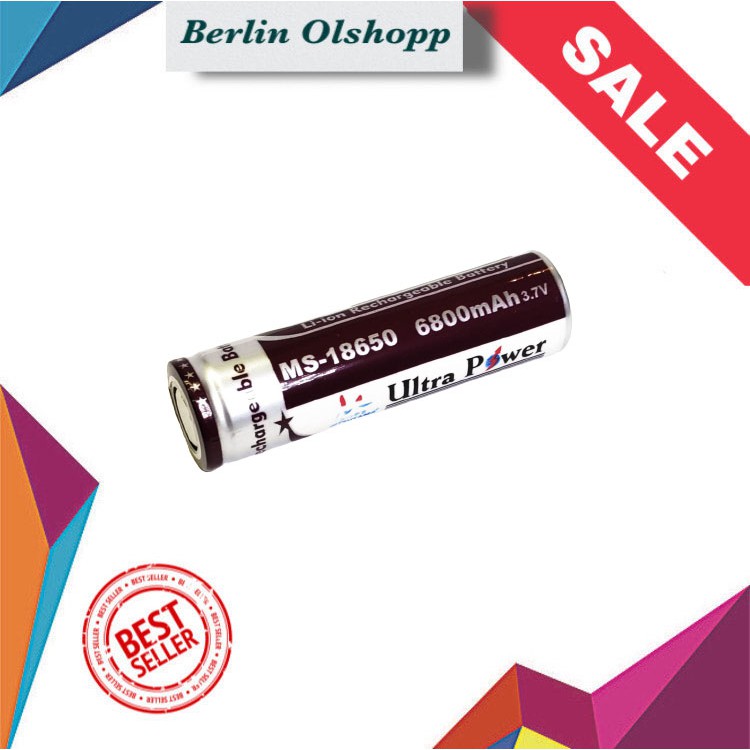 Baterai Mitsuyama MS-18650 Top Botton 6800mAh 3.7V Rechargeable Battery