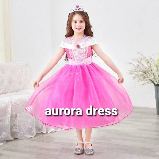 Gaun Anak - Princess Aurora Dress Baju Ulang Anak Pesta Pink Gaun Tahun