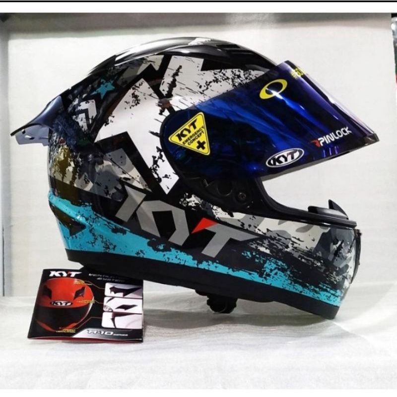 HELM KYT R10 PULL WARNA PAKET GANTENG-Paket ganteng blue
