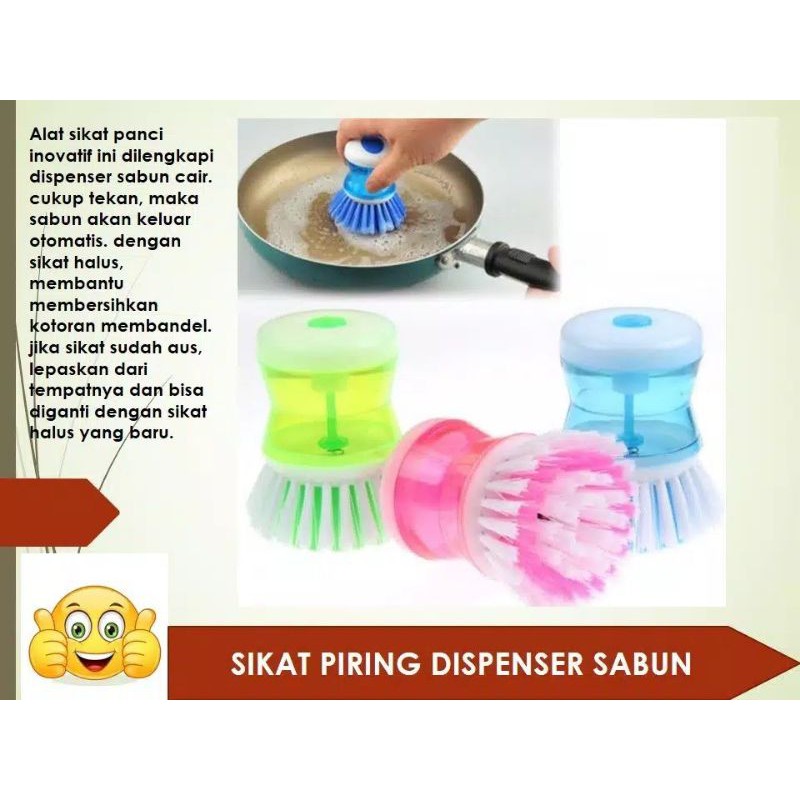 Sikat Panci Dispenser Sikat Piring Dispenser Sabun 2 in 1 Pembersih Panci Piring Wajan