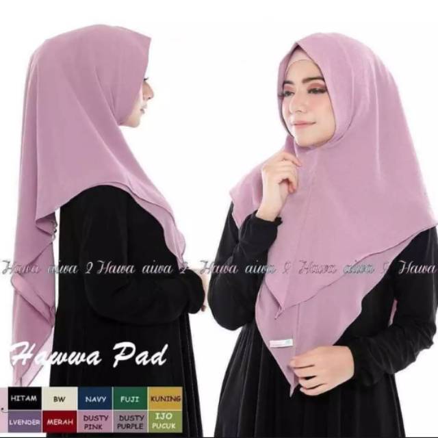 Hijab Jilbab Kerudung Instan Syar'i Khimar Ceruty Pet 2 Layer / Kerudung Syar'i / Jilbab Instan