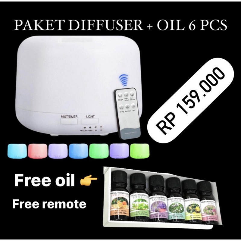 PAKET DIFFUSER + OIL ESSENTIAL 6 PCS