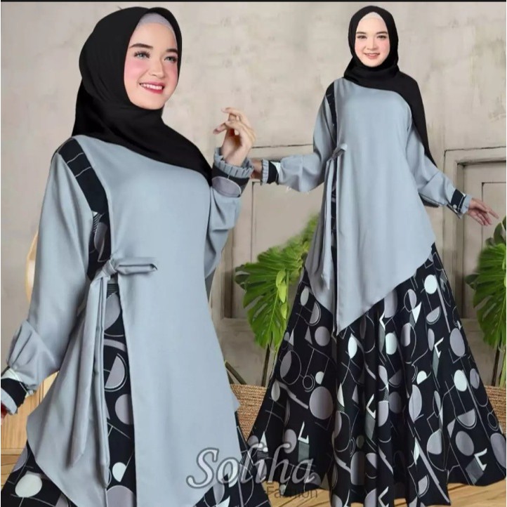 GAMIS TERBARU 2020/GAMIS TREND 2020/GAMIS KOMBINASI MOTIF 2020/GAMIS SEMI BUTIK