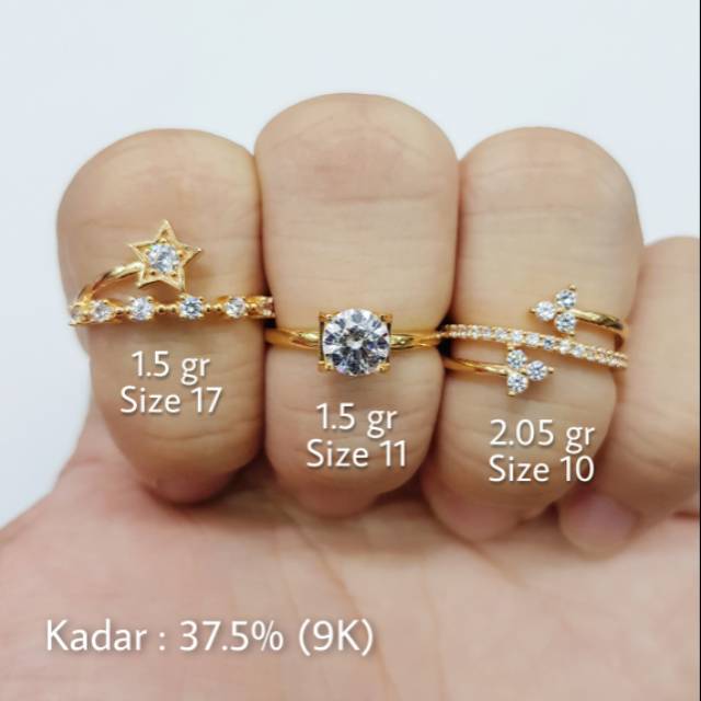 L12 - CINCIN EMAS SIZE 10, SIZE 11 & SIZE 17 KADAR 375 (8K)
