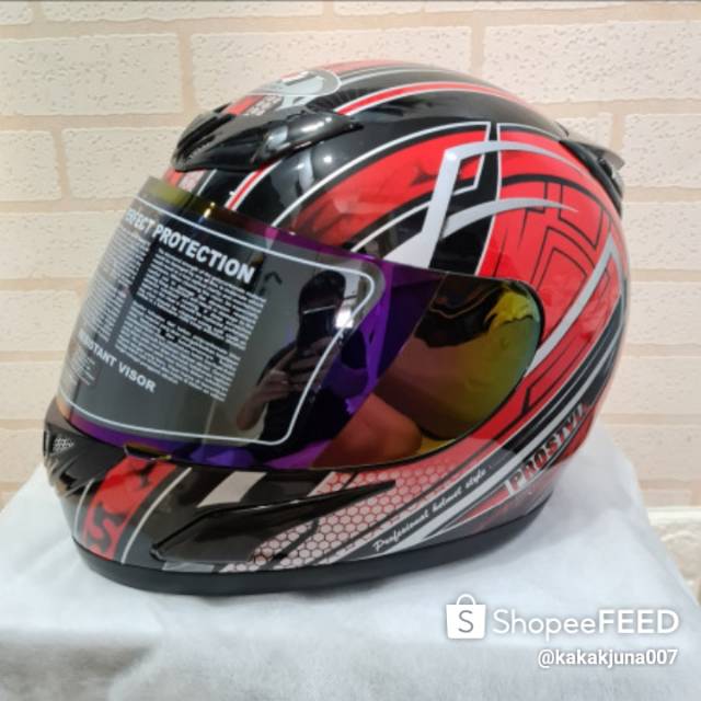 Helm JPN fullface PROSTYLE hitam gloss stiker merah