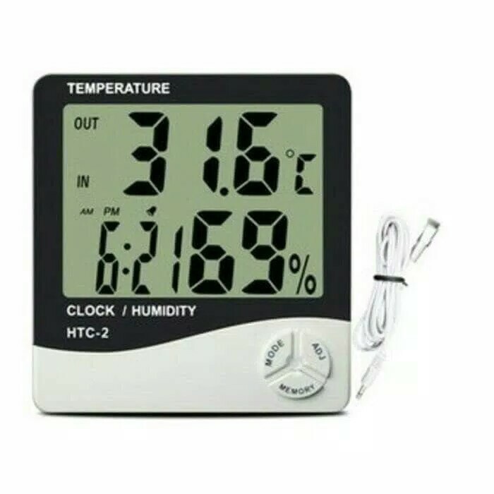 HTC-2 Digital Humidity Termometer Clock Hygrometer Jam Suhu Kelembaban