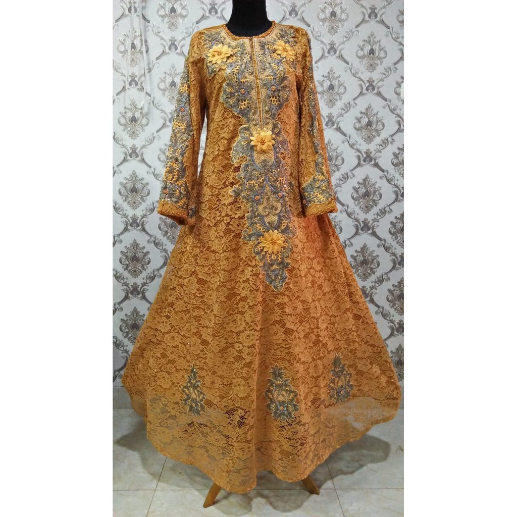 Gamis brokat bordir / Gamis pesta / Gamis brukat non gliter