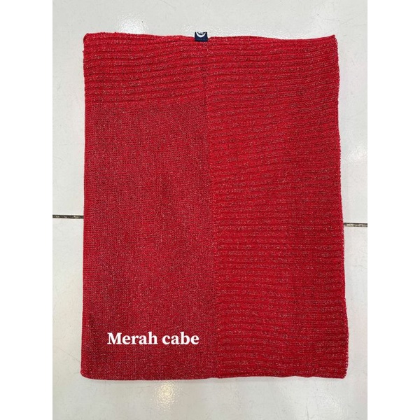 PASHMINA RAJUT GLITER / PASHMINA RAJUT PENGANTIN / PASHMINA PREMIUM-Merah cabe