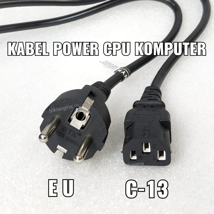 Kabel Power AC Cord 1.5 Meter Lurus EU C13 Komputer CPU NYK 3x0.75mm