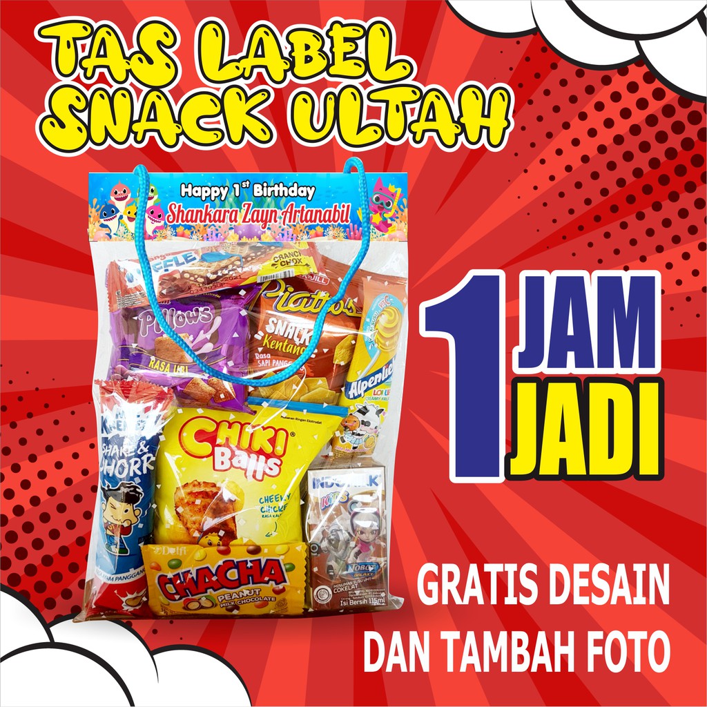 Tas Label Ultah Jajan Snack Plastik Ulang Tahun model CUSTOM termurah