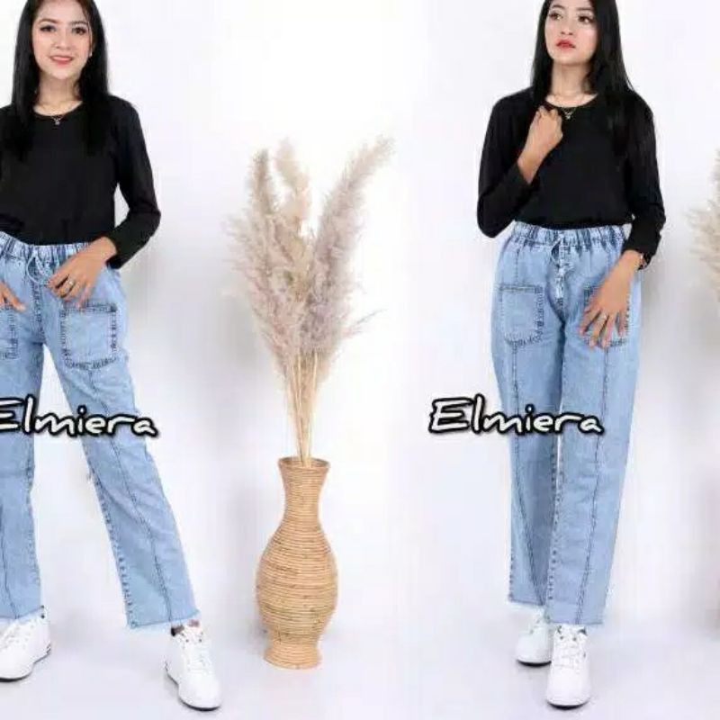 Celana Jeans Wanita / Baggy pants Jeans / Lilla Jilly Pants Denim / Celana Jeans Snow Wanita