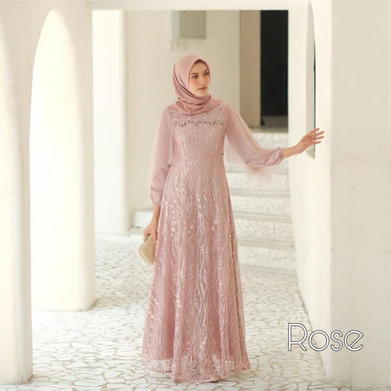 Gamis Nadine brukat tile mutiara luna dress nadin maxy dress brukat kombinasi tutu gamis kondangan cantik dress broklat putfit bridesmaid gamis anak perempuan gaun pesta modern wedding dress enagement outfit bridesmaid outfit kondangan terbaru