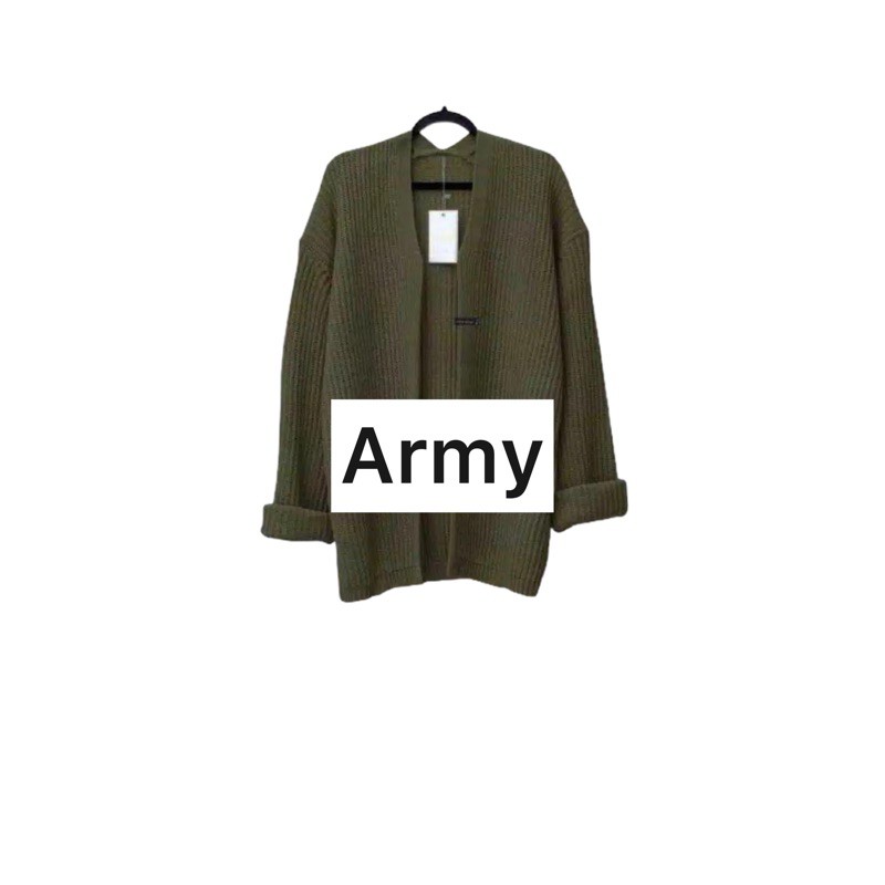 KARDIGAN RAJUT WANITA OVERSIZED / LOOCY POCKET CARDIE OVERSIZED PREMIUM-Army