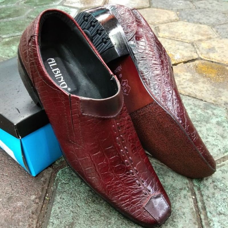 SEPATU KANTOR PRIA MOTIF KULIT BUAYA ASLI KULIT