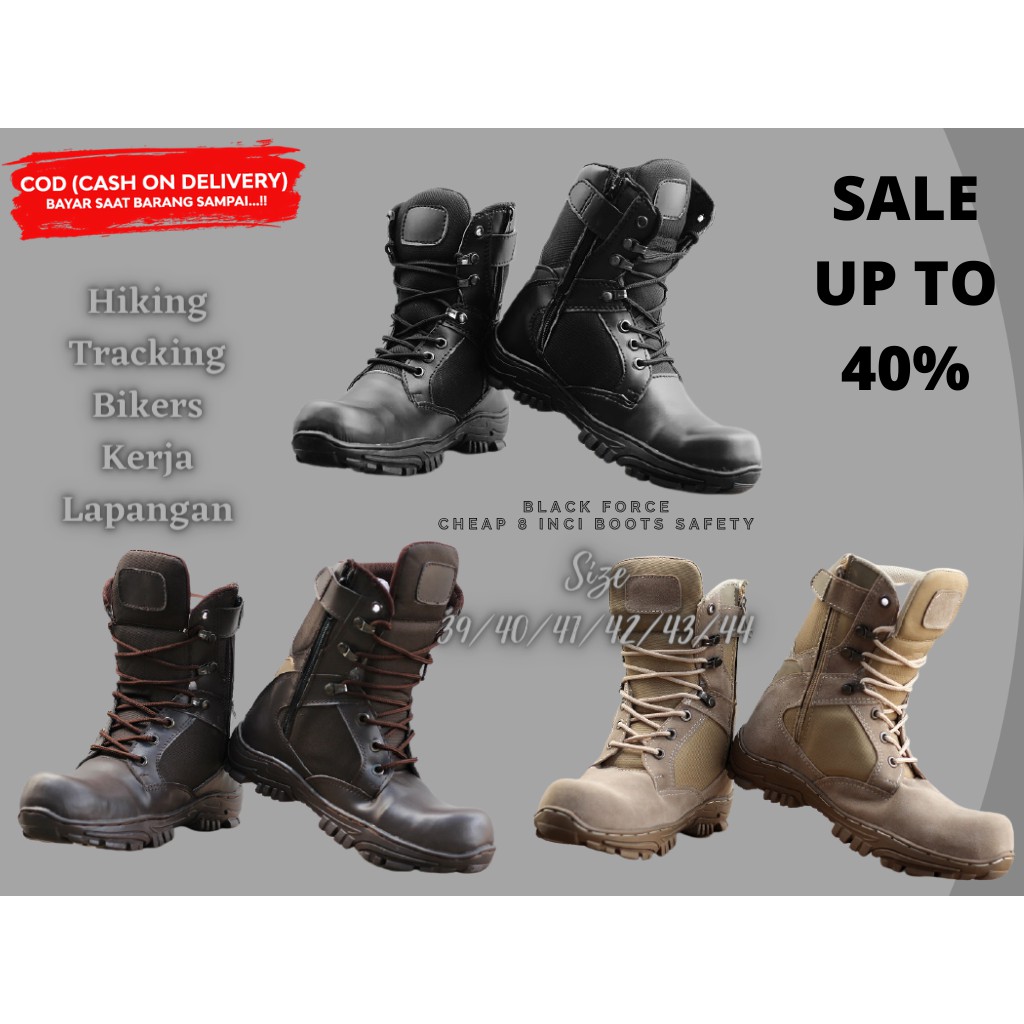 Safety Boots Delta Cordura High USA 8 INCHI Ujung Besi Army Tactical - Cream / Bisa Bayar Di Tempat