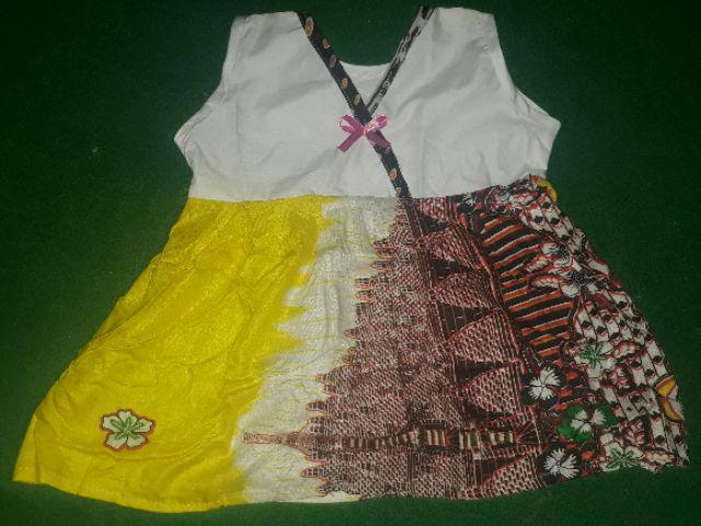 Daster Batik Anak Pita Putih,atasan Anak Tanpa Lengan,grosir Baju Batik Anak Murah