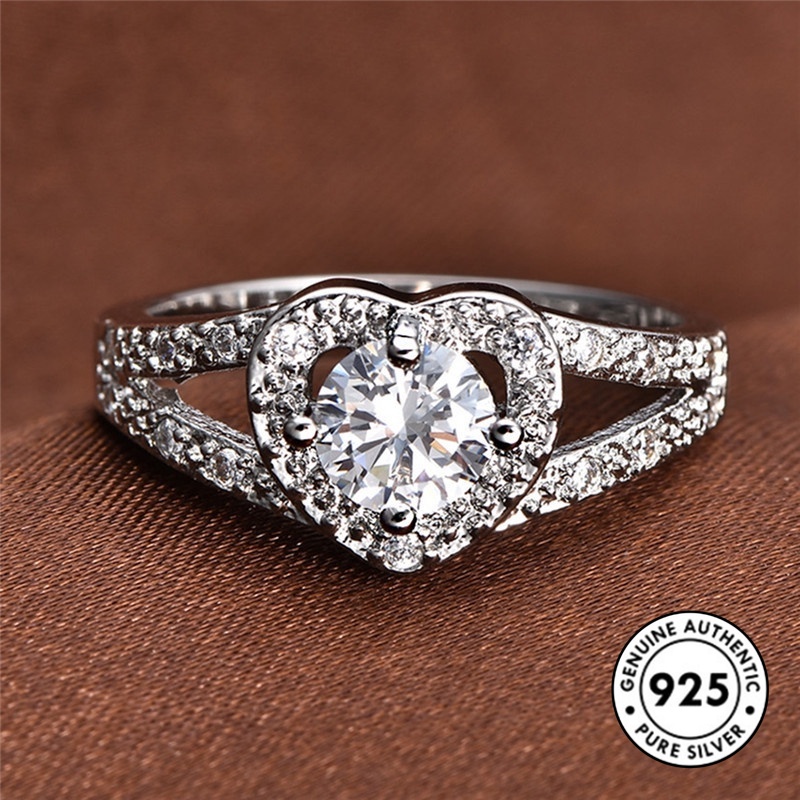 Cincin Silver S925 Bentuk Hati Gaya Klasik Elegan Untuk Wanita
