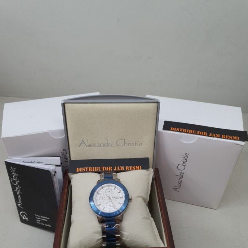 Jam Tangan Wanita Alexandre Christie AC2823BF AC 2823 BF AC2823 BF AC 2823BF Silver Blue Stainless