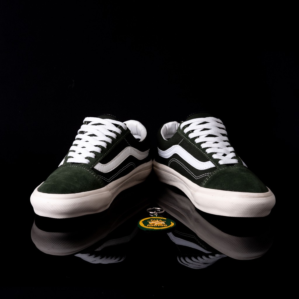 Sepatu Oldskool Dark Green Premium Sneakers Old School Pria Wanita