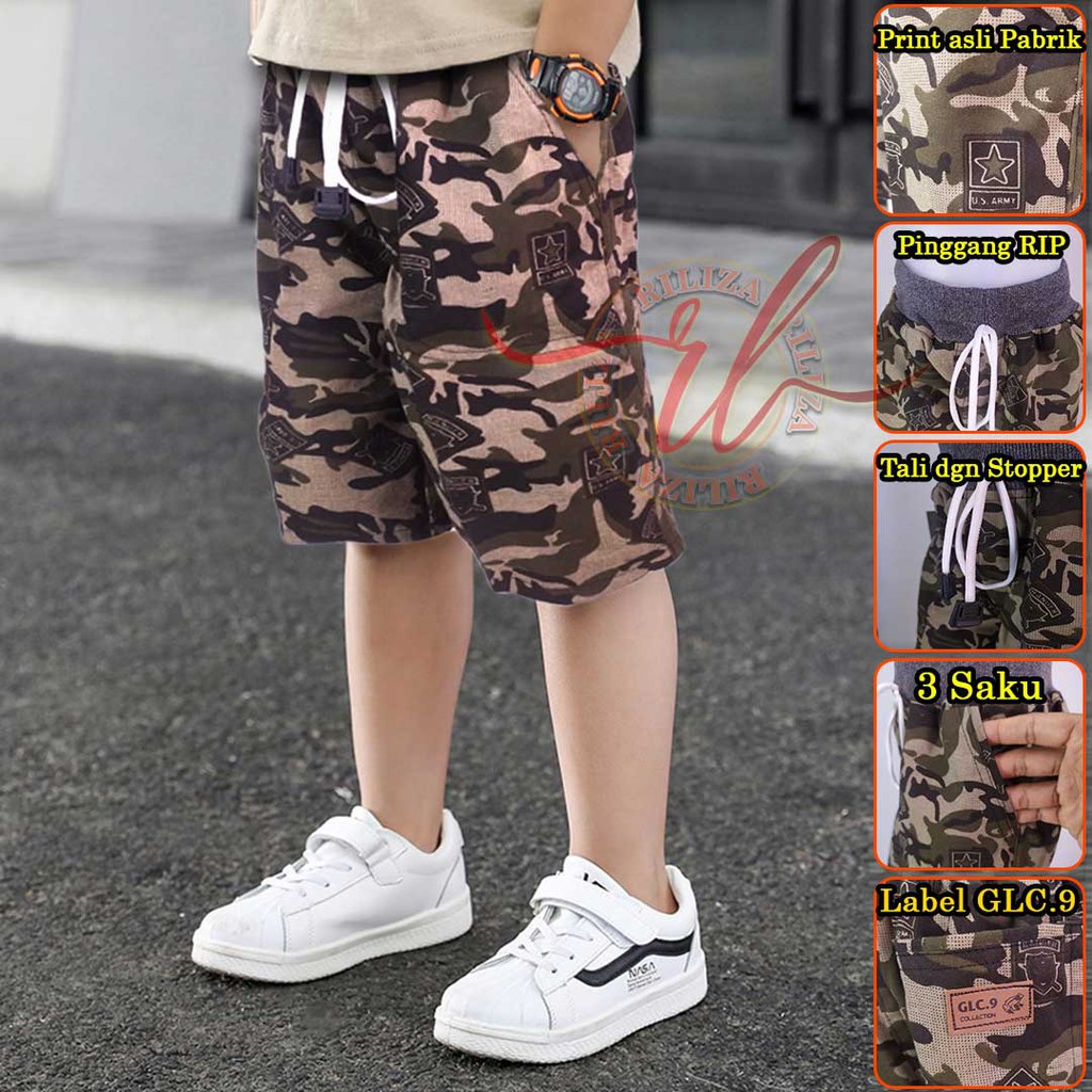 CELANA PENDEK DORENG ARMY Anak Laki Laki Chino Rip Loreng Cowok Kls SD SMP Umur 7 - 14 Tahun