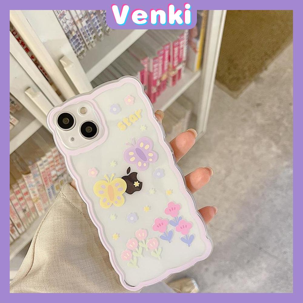 iPhone Case Silicone Soft Case Clear Case Wave Non-Slip Shockproof Camera Full Coverage Protection Butterfly Flower For iPhone 13 Pro Max iPhone 12 Pro Max iPhone 11 iPhone 7 Plus