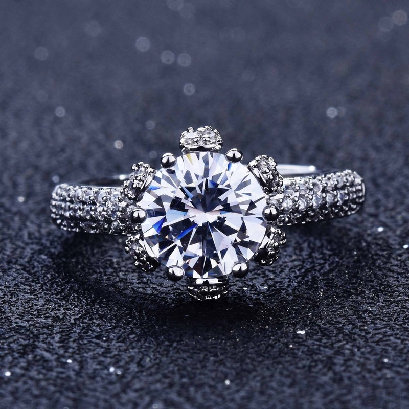 Pt950 Cincin Moissanite Mewah Untuk Wanita