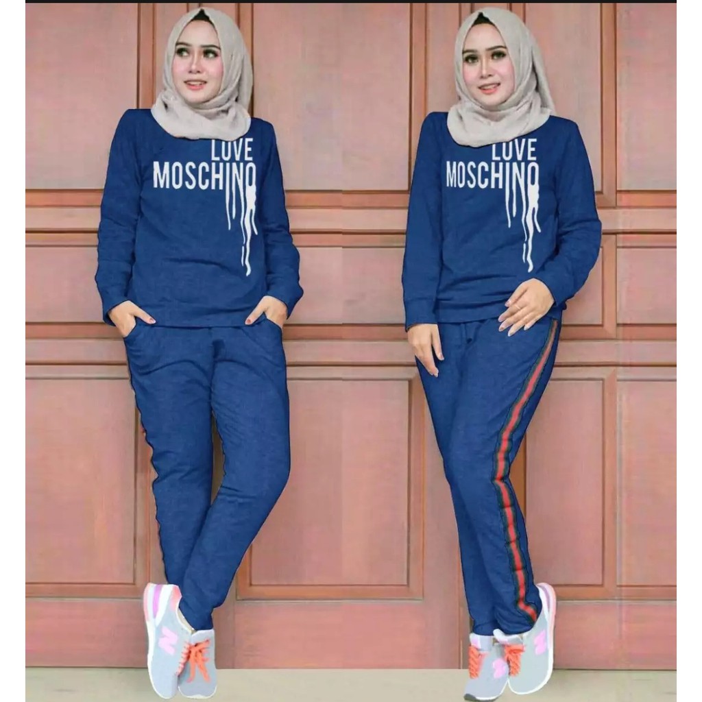 Stelan Training/ set olahraga wanita / Set Moschino