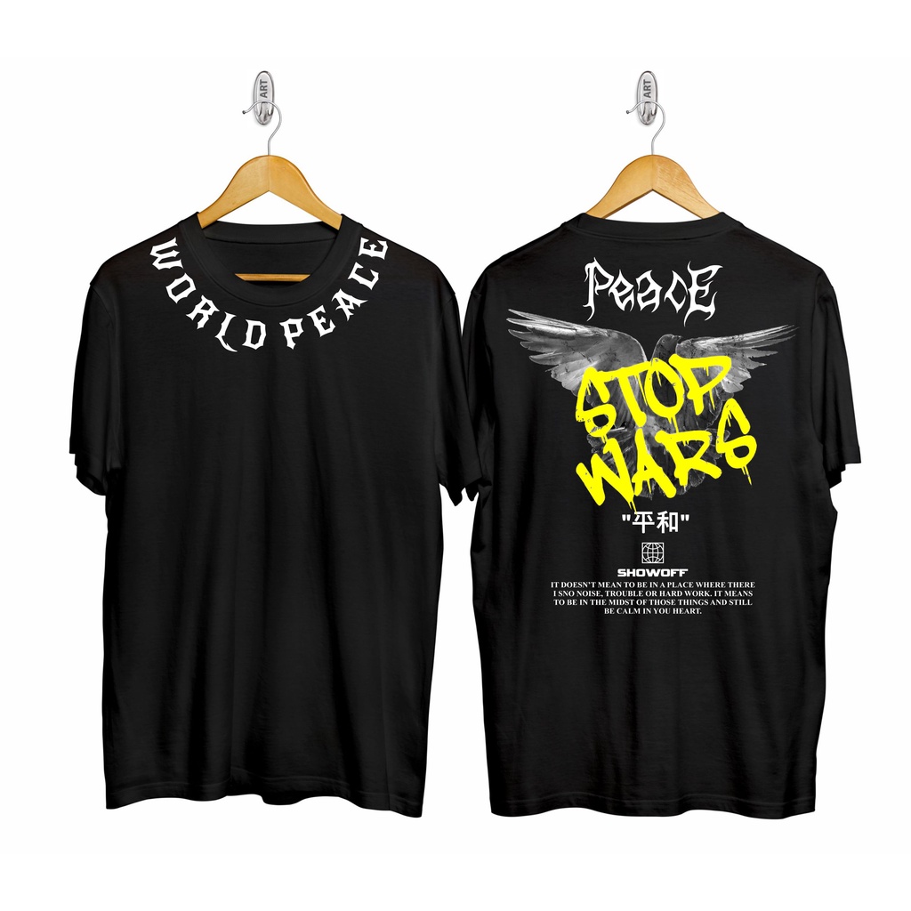 Kaos murah Kaos distro murah baju  distro pria t-shirt murah combed30s stop war hitam