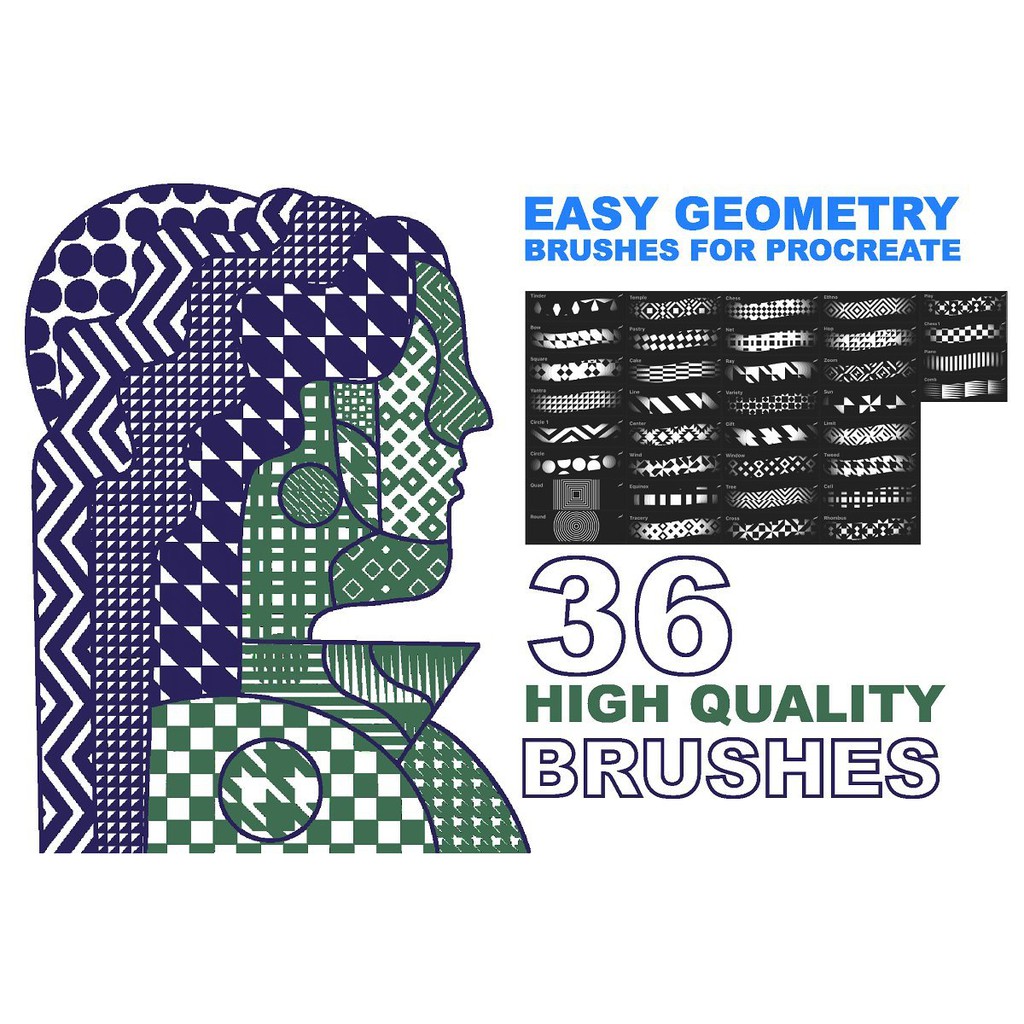 Procreate Brush - 36 Easy Geometry Pattern Brushes