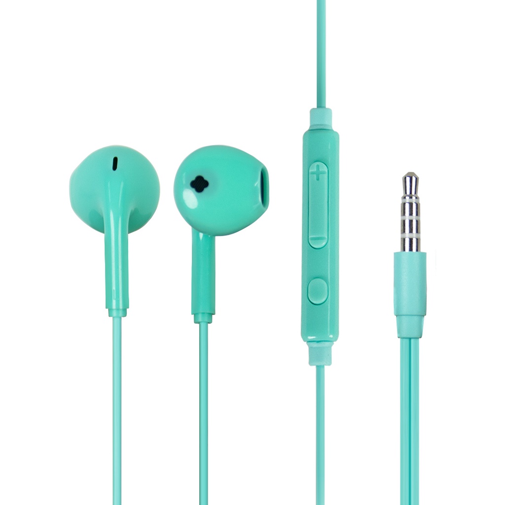 Miniso Earphone in Ear Earbuds Silikon Kabel Noise Cancelling Awet Headset Universal-HF230-mint green