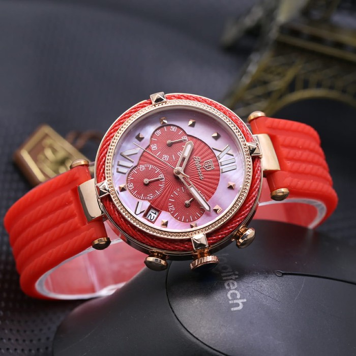 Jam Tangan Wanita / Cewek Tetonis Original Rubber Red Rose