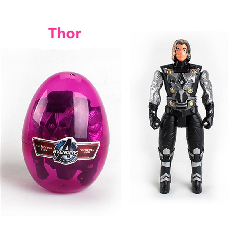 1pc Mainan Telur Deformation Marvel Iron Man Thor Hulk Captain America Avengers