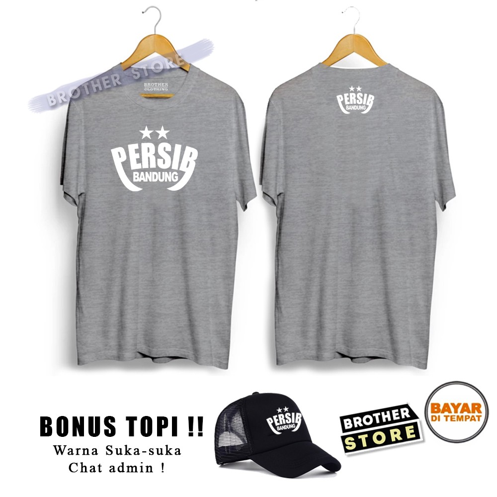 Bonus Topi !! Kaos Distro Pria PERSIB BANDUNG THE STAR White Premium