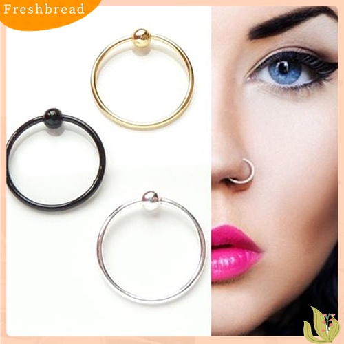 [Fresh] 2Pcs Cincin Tindik Tubuh / Hidung Bahan Stainless Steel Warna Silver untuk Pria / Wanita