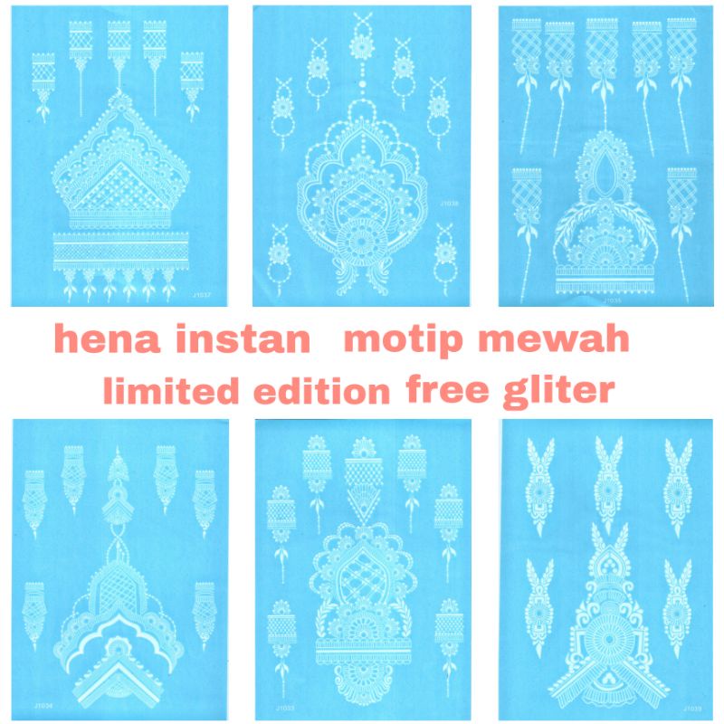 2 PCS HENA INSTAN LIMITED EDITION MOTIP TERBARU FULL TANGAN / HENA TATO PENGANTIN / FRE GLITER MANIK DAN SAMPLE