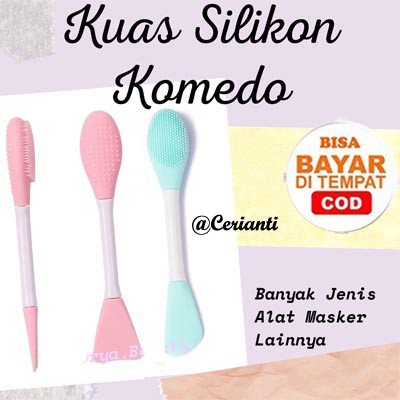 Kuas masker silikon + sikat komedo 2in1 (2 sisi)