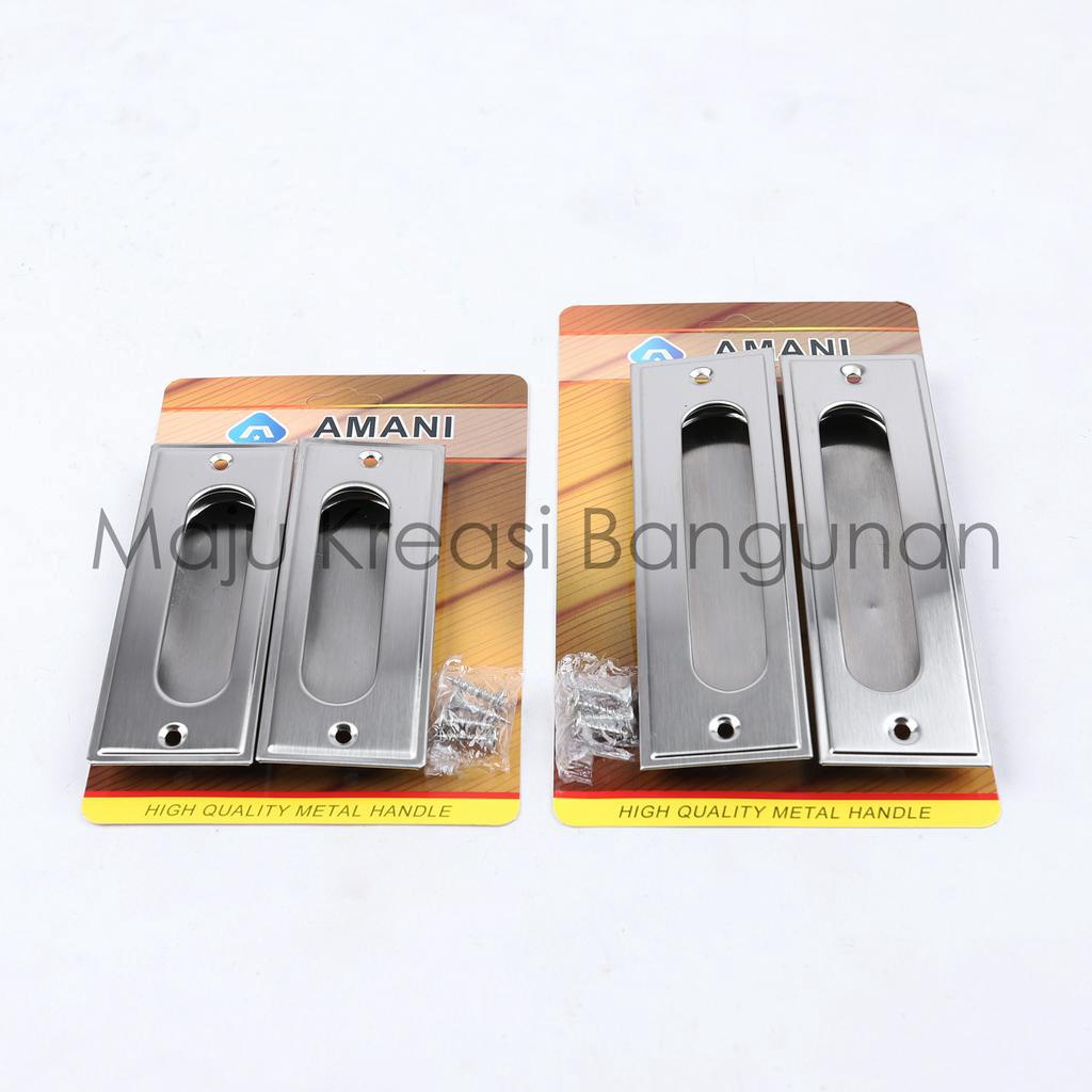 Tarikan Tanam Amani Stainless Steel Handle Pintu Sliding Pegangan Lemari Dorong Geser 11 14 Cm Centimeter 11Cm 14Cm