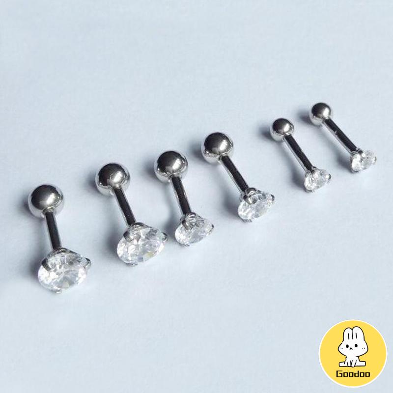 3 Cakar Kartilago Tujuan Ganda Anting-anting Stainless Steel Tragus Anting Fashion 1 Stud -Doo