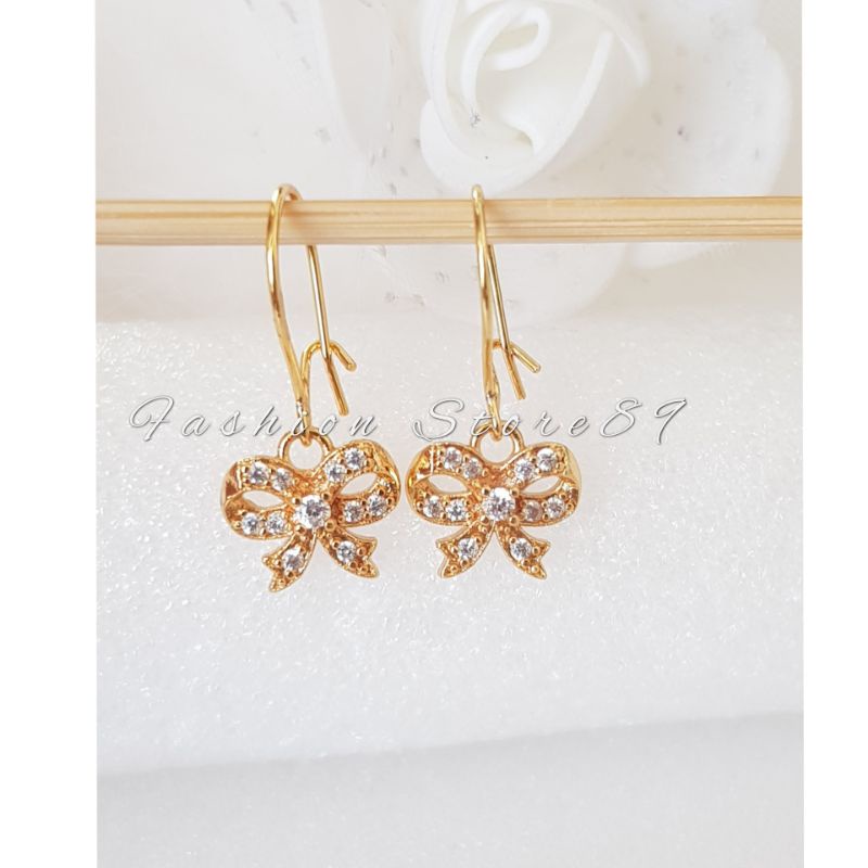 Anting Jurai Pita Cantik Fashion Dewasa perhiasan lapis emas 18k xuping Permata Pita