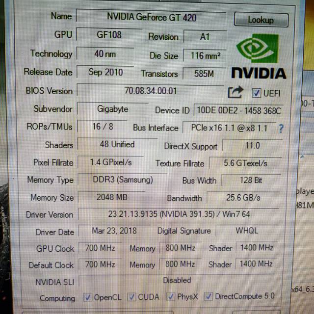 VGA GT 420 2g Gigabyte